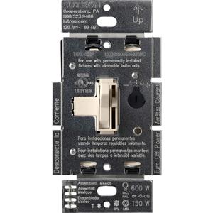 Lutron Toggler LED+ Dimmer Switch for Dimmable LED, Halogen and Incandescent Bulbs, 150 Watt, Single-Pole or 3-Way, TGCL-153PH-LA, Light Almond