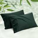 Bedsure Pillow Cases Queen, Cooling Pillow Cases, Rayon Derived from Bamboo Forest Green Pillowcases Queen Size Set of 2, PureWoven Soft Bedding Pillow Covers with Envelope Closure, 20x30 Inches