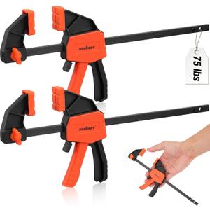 HORUSDY 6" Mini Bar Clamps for Woodworking - 2 Pack Quick Clamps F Clamp with 75 LBS Load Limit