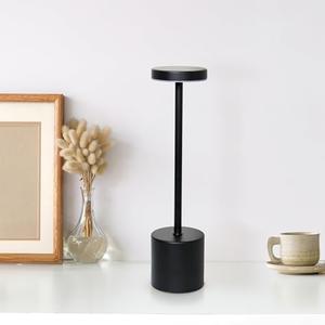 Simple Designs LD1083-BLK 12.75" Mushroom Magic Disc Dimming & Rechargeable Cordless 4-Way Touch Sensor Stick Desk Lamp, Black