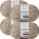 Knyteruna #6 Super Bulky Blanket Yarn for Crocheting - 4 Skeins(Each 10.5oz/300g, 220yds/201m), Chunky Chenille Thick Plush Big Soft Yarn for Crocheting Knitting Blankets, Khaki