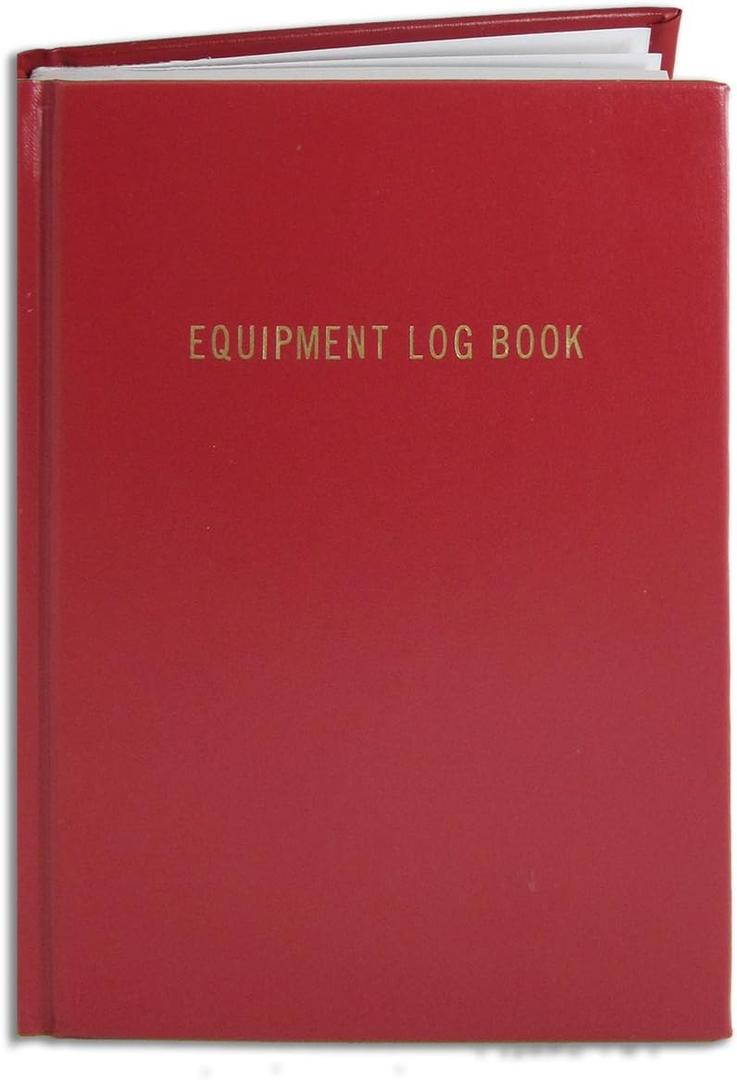 BookFactory Equipment Log Book - 168 Pages 5'' x 7'' Red Cover Section Sewn Hardbound (Made in USA) (Red Imitation Leather)