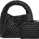 JINMANXUE Fashion Mini Handbag For Women, Woven Tote Bucket Composite Bag Knitting Chain Bags, Crossbody Shoulder Purses