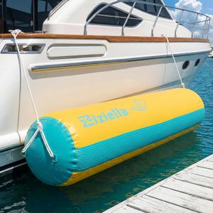 ziziella Inflatable Boat Fenders Boat Bumper, 10FT Heavy Duty Dock Fender with 2 Ropes Storage Bag, PVC Dock Bumper for Tying up Fishing Boats, Pontoon Boat, Yachts and Jet Ski