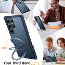 TORRAS Upgraded Magnetic Ring Stand for Samsung Galaxy S24 Ultra Case, [Fit for Magsafe], Military Grade Drop Tested Shockproof Translucent Slim Protective Phone Case for Samsung S24 Ultra Case, Black