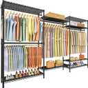 Ulif E13 Max Heavy Duty Clothes RackWith 4 Hanger Rods & 8 Shelves Freestanding Clothing Racks for Hanging ClothesAdjustable ClosetMetal Garment Rack 86" W x16 D x77 HMax Load 1100LBSBlack