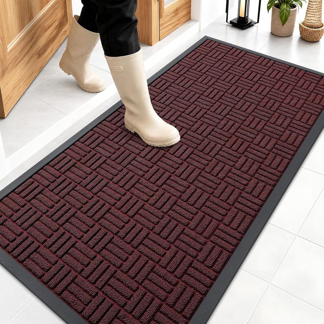 OLANLY Front Door Mat Outside Entrance 47x23, Heavy-Duty Rubber Doormat