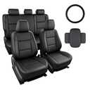 Zaqmru Black Faux Leather 5-Seat Full Set Seat Covers for Toyota RAV4 2019-2025