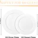 FLOWERCAT 200PCS White Plastic Plates Disposable Plates for Party - Heavy Duty Plastic Plates - 100 10" Dinner Plates and 100 7" Salad Plates for Wedding & New Year Parties and Events