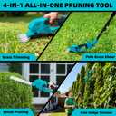 4-in-1 Pole Hedge Trimmer & Cordless Grass Shears,2×4.0 Ah Batteries & Included Charger,Dual Blade Design,Extension Tree Pruner,Bush Trimmer for Tree Trimming/Garden/Lawn