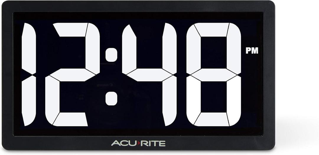 AcuRite 75114M 10-inch LED Digital Clock with Auto Dimming Brightness White