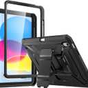 DICEKOO Case for iPad (A16) 11th Generation 11-inch 2025 / iPad 10th Generation 10.9-inch 2022, Rugged Full Body Protective Cover with Pencil Holder, Built-in Screen Protector and Kickstand - Black