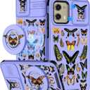 Buleens for Moto G Stylus 5G 2024 Case - with Ring Stand & Camera Cover Aesthetic Cute Designed Women Girls Girly Kawaii Butterfly Teen Phone Case for Motorola G Stylus 5G 2024 Compatible with Magsafe