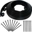 2 Inch x 50FT Landscape Edging Border with 75 Anchoring Spikes, No Dig Garden Border Edging Kit, Plastic Lawn Edging Border for Landscaping Garden Flower Beds Lawn Yard Paver Pathway, Black