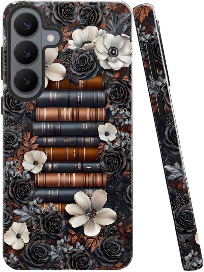 Case for Samsung Galaxy S26,Camera Protection Soft Glossy Phone Case - Book Flowers Retro