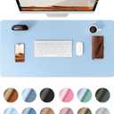 YSAGi Leather Desk Protector, Office Mat, Large Mouse Mat, Non-Slip PU Leather Blotter, Laptop Desk Pad, Waterproof Writing Pad for Office and Home (Baby Blue, 31.5" x 15.8")