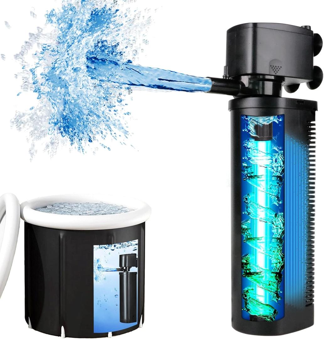 TARARIUM 600GPH Cold Plunge Filter Small Pool Filter for Up to 1000 Gal Ice Bath Hot Tub Cloudy Water Cleaner with Green Clean Machine fof Cold Pod