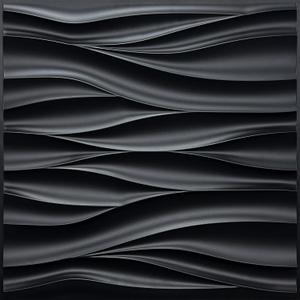 12 x STICKGOO Black 3D Wall Panels, Wave Design Textured PVC Wall Panels, 19.7''x19.7'' Modern Accent Wall Panels for Interior Wall Decor Bedroom Office Living Room