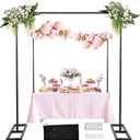 8.2FT Square Wedding Arch, Metal Black Heavy Duty Balloon Arch Adjustable Stand, Photoshoot Backdrop Stand Kit, Change Over The Table Rod Stand with Clamps for Baby Shower Party