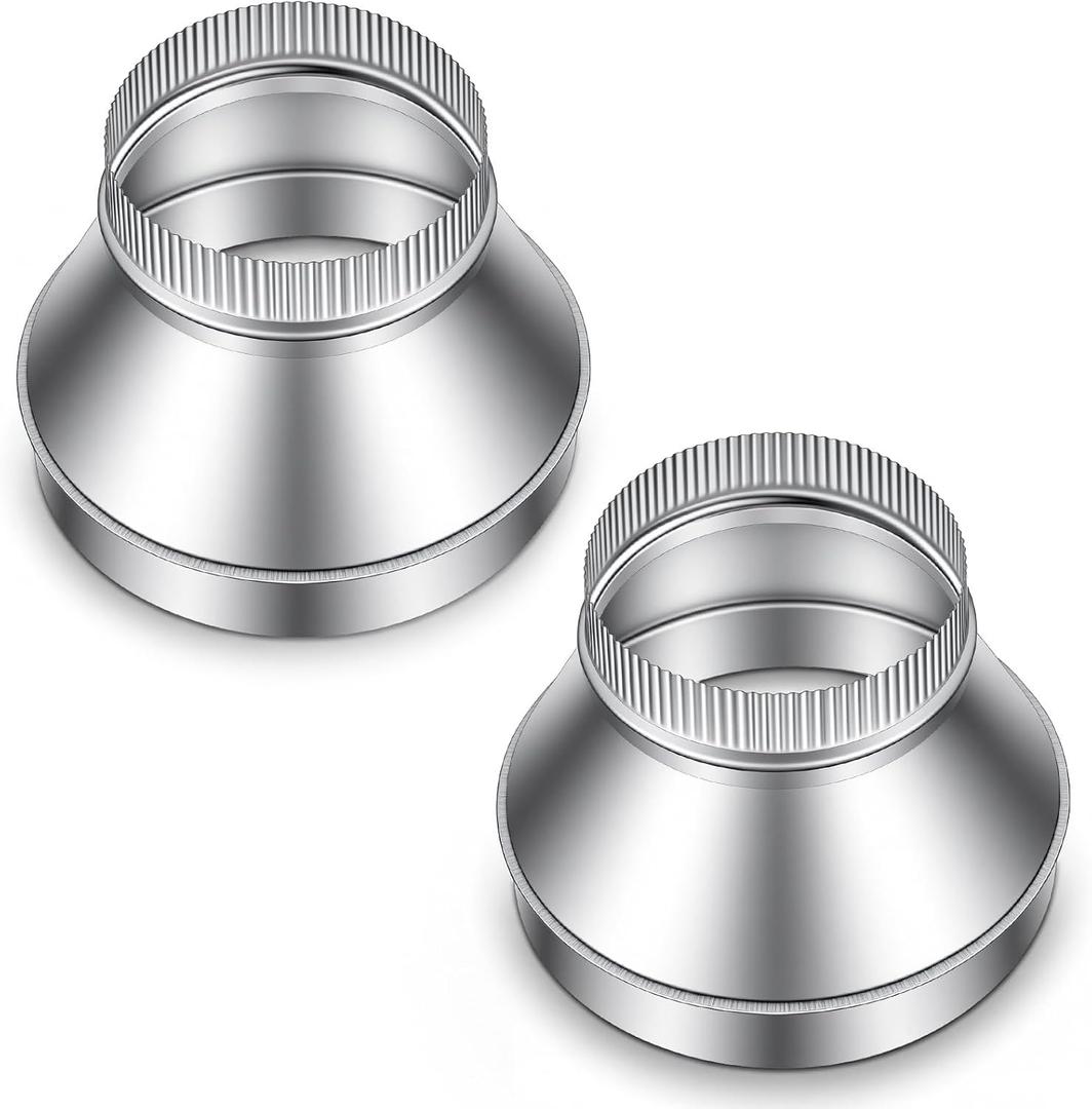 2 Pcs 9" to 6" Duct Reducer Galvanized Steel Increaser Air Duct Adapter for Ventilation System, Connect Pipe, Drainage Pipes, Exhaust Pipes with Pipeline Fan or Dryer Vent
