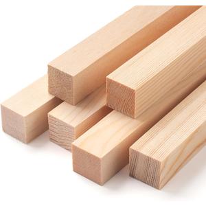 Square Wooden Dowel Rods, 6 PCS 1" x 12" Square Wood Dowel Rods Wooden Sticks for Crafts, Unfinished Hardwood Sticks Wood Strips for Woodworking, Crafting, Arts and DIYers, Home Decor, Model Making