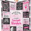 Social Worker Gifts for Women Throw Blanket 60" x 50", Best Social Worker Appreciation Graduation Gifts, Gift for Social Workers Women, School Social Worker Office Decor