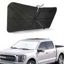 Windshield Sun Shade Umbrella Fit for Ford 2015-2025 F150 F250 F350 Truck Accessories, Titanium Silver Coating for UV Ray Block, Foldable Car Front Window Sunshade with Storage Pouch Keep Cool