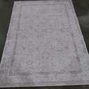 LIVEBOX 5x7 Washable Rug, Soft Boho Pink Rugs for Bedroom Girls, Non-Slip Vintage Floral Rugs for Living Room, Ultra-Thin Non-Shedding Large Area Rug for Dining Room, Nursery, Home Office, Light Pink