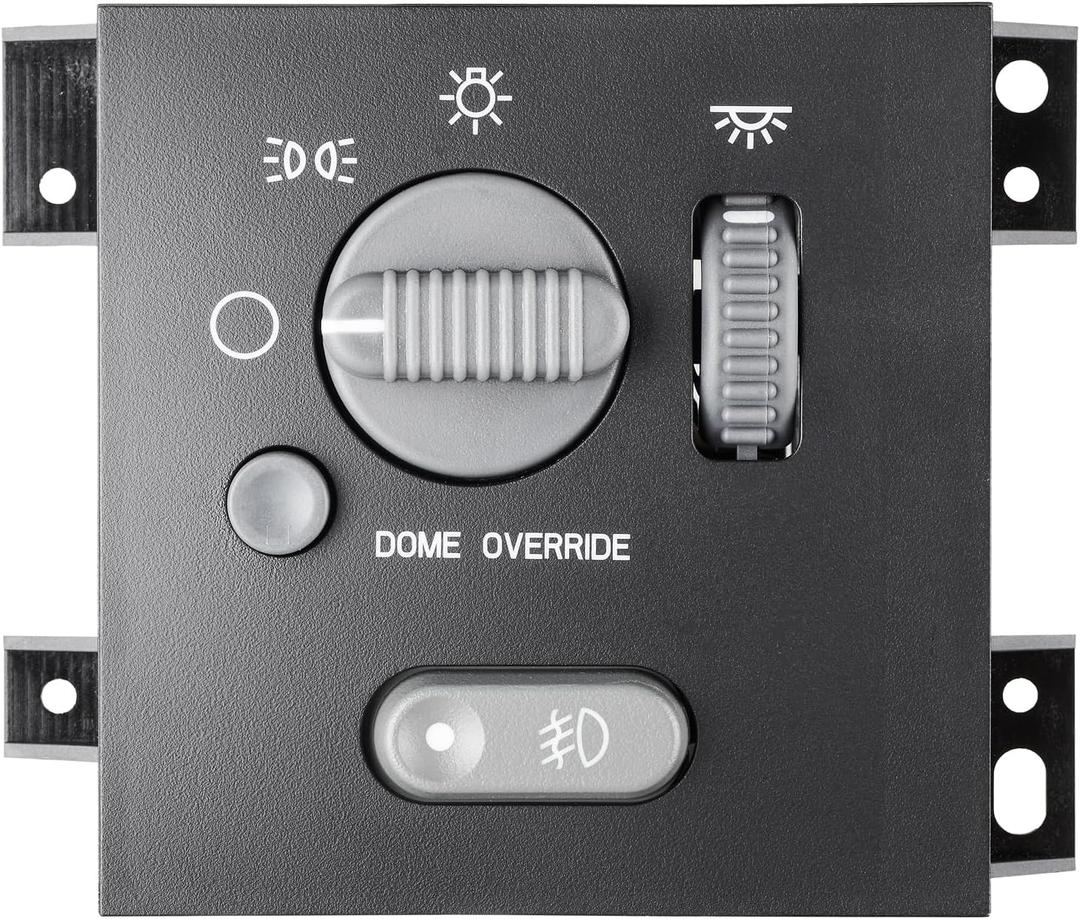 Headlight and Fog Light Switch for 1998-2004 Chevy Blazer S10 Pickup, 1998-2001 GMC Jimmy, 1998-2004 GMC Sonoma, 1999-2001 Oldsmobil Bravada - HeadLamp Dome Lamp Control, 15029237, 15755954