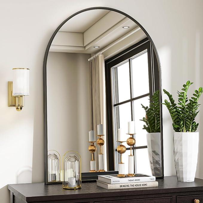 VooBang Arched Wall Mirror, 30 x 38 inch Arch Bathroom Mirror Black
Wall Mounted Bathroom Vanity Mirror with Arch Metal Frame, Modern Room Decor for Bedroom, Entryway, Hanging or Leaning