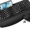 Wireless Keyboard and Mouse Combo, 2.4G Full Size Wave Keys Ergonomic Keyboard with Wrist Rest and 3 Level DPI Adjustable Wireless Ergonomic Mouse for Windows, Mac OS Desktop/Laptop/PC(Black)