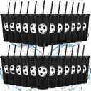 Domensi 24 Pcs Sport Soccer Plastic Cups with Lid and Straw 24 oz Reusable Plastic Cups Coffee Tumblers Gift for Fan Friend Guest Birthday Office Sport Party Supplies (Black)
