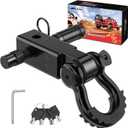 Nilight Anti-Theft Shackle Hitch Receiver 2Inch 45000 LBs Breaking Strength 3/4" Anti-Theft D Ring Shackle 5/8" Trailer Hitch Lock Pin Heavy Duty Solid Towing Kit for Trucks Off Road (Black)