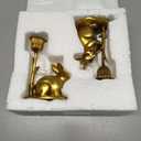 Havawish 2 Pcs Easter Bunny Taper Candle Holder Vintage Gold Bunny Decorations Rustic Candlesticks Pedestal Rabbit Centerpieces Decor for Easter Home Mantle Table