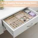 Jewelry Drawer Organizer Tray Set of 4 Stackable Velvet Jewelry Trays Drawer Inserts Organizer Case Set for Women Jewlery Storage Display Tray for Earrings, Rings, Necklaces, Bracelets, Watch (Beige)