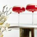 GLASSIQUE CADEAU Crystal Cocktail and Champagne Coupette Glasses | Set of 4 | 9 oz Elegant Long Stemmed Coupe Glassware for Gimlet, Espresso Martini, Daiquiri, Cosmopolitan | Fancy Round Saucers
