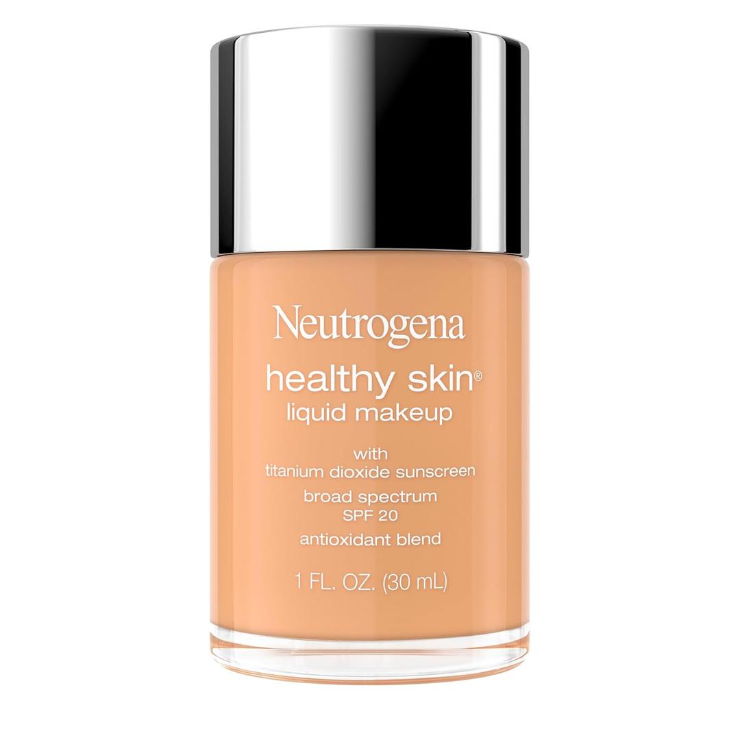 Neutrogena Healthy Skin Liquid Foundation Makeup with Broad Spectrum SPF 20 Sunscreen, Lightweight, Medium Coverage Makeup with Sunscreen and ProVitamin B5, Soft Beige 50, 1 fl. oz