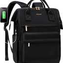LOVEVOOK Laptop Backpack for Women, 17 Inch Work Teacher Nurse Bag, Large Capacity Business Computer Backpack Purse with USB Port, Stylish Casual Daypack for Travel,Black