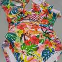 B2prity One Piece Swimsuits for Women Ruffle Sleeve V Neck Bathing Suit Tummy Control Cutout Monokini Slimming Swimwear, L