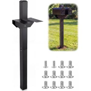 Novabright 66in Double Mailbox Post for Outside, Heavy Duty Galvanized Steel Mailbox Mount, Fits Two Standard Mailboxes, Weather Resistant Metal Sleeve for 4x4 Wood Post, Black