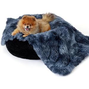 Bedsure Waterproof Dog Blankets for Small Dogs - Calming Cat Blanket for Couch Protector Washable, Long Faux Fur Pet Throw Blanket for Puppy, Reversible Furniture Protection, 25"x35", Tie-dye Navy