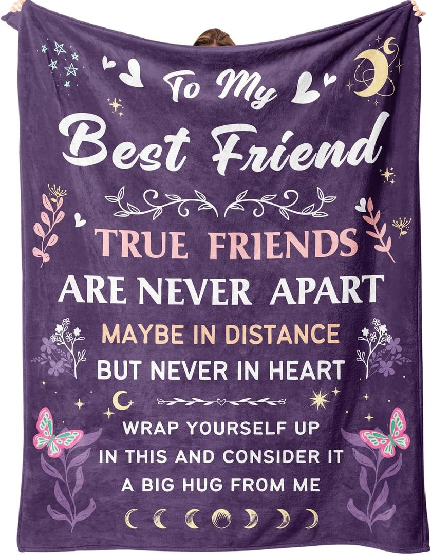 Best Friend Blanket Gifts on Christmas, Friendship Blanket Gifts for Women, Work Bestie, BFF, Soul Sister, for Women Friends on Mothers Day, Birthday, Xmas, to My Friend Throw Blanket, 60"x50" (Purple)