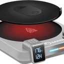 Saker Coffee Mug Warmer Smart Candle Warmer with Temperature Display, Adjustable Timer (1-12 Hrs), Auto Shut-Off, Tri-Color Light Strip, and Knob Control for Desk (Grey)