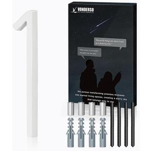 VONDERSO 8 Inch Large House Numbers for Outside, Zinc Alloy Address Numbers with Durable Stain-Resistant White Stone Powder Coating, Heavy-Duty Door Numbers for Home or Business (Number 1,Matte White)