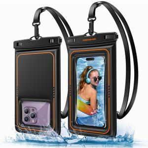 UNBREAKcable Floating Waterproof Phone Pouch 2 Pack, IPX8 Waterproof Phone Case Dry Bag Kayak/Beach/Cruise Travel Essentials, Water Proof Pouch for iPhone 16 15 Pro Max, Samsung S25 Ultra S24 S23-7" (7.0 inch)