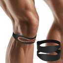 2PCS Patella Band, Patellar Tendon Support Strap for Knee Pain and Tendonitis, Knee Brace for Women & Men, Patella Support Strap for Soccer, Basketball, Running, Tennis, Lightweight Patella Stabilizer for Left & Right Knee - Black (Medium)