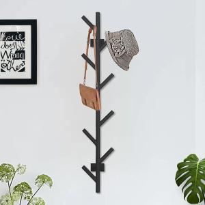 Butizone Wall Mounted Coat Rack, Modern Coat and Hat Rack, Matte Black Tree Branch Style Coat Rack with 9 Hooks for Hanging Clothes, Hats, Bags, Scarves in Entryway, Bedroom, Living Room