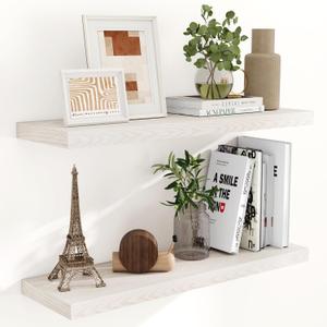 Fun Memories 36x9.3 Floating Shelves for Wall, Wood Floating Shelf 36 Inch Long, Large Deep Wall Shelves for Home Decor & Storage, Rustic Deep Shelf for Living Room, Bedroom, Kitchen, Brich Color