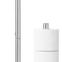 Kitsure Toilet Paper Holder Free Standing - Large Capacity Toilet Paper Holder for 4 Rolls, Rustproof Toilet Paper Stand with Non-Slip Stable Base, Silver, Medium (Medium - 1 Pack)