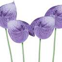 Featuman Purple Artificial Anthurium Lily Flowers, 4 Pcs Faux Greenery Stems 26 Inch Fake Anthurium Floral Arrangement for Vase Table, Bridal Shower, Home Office